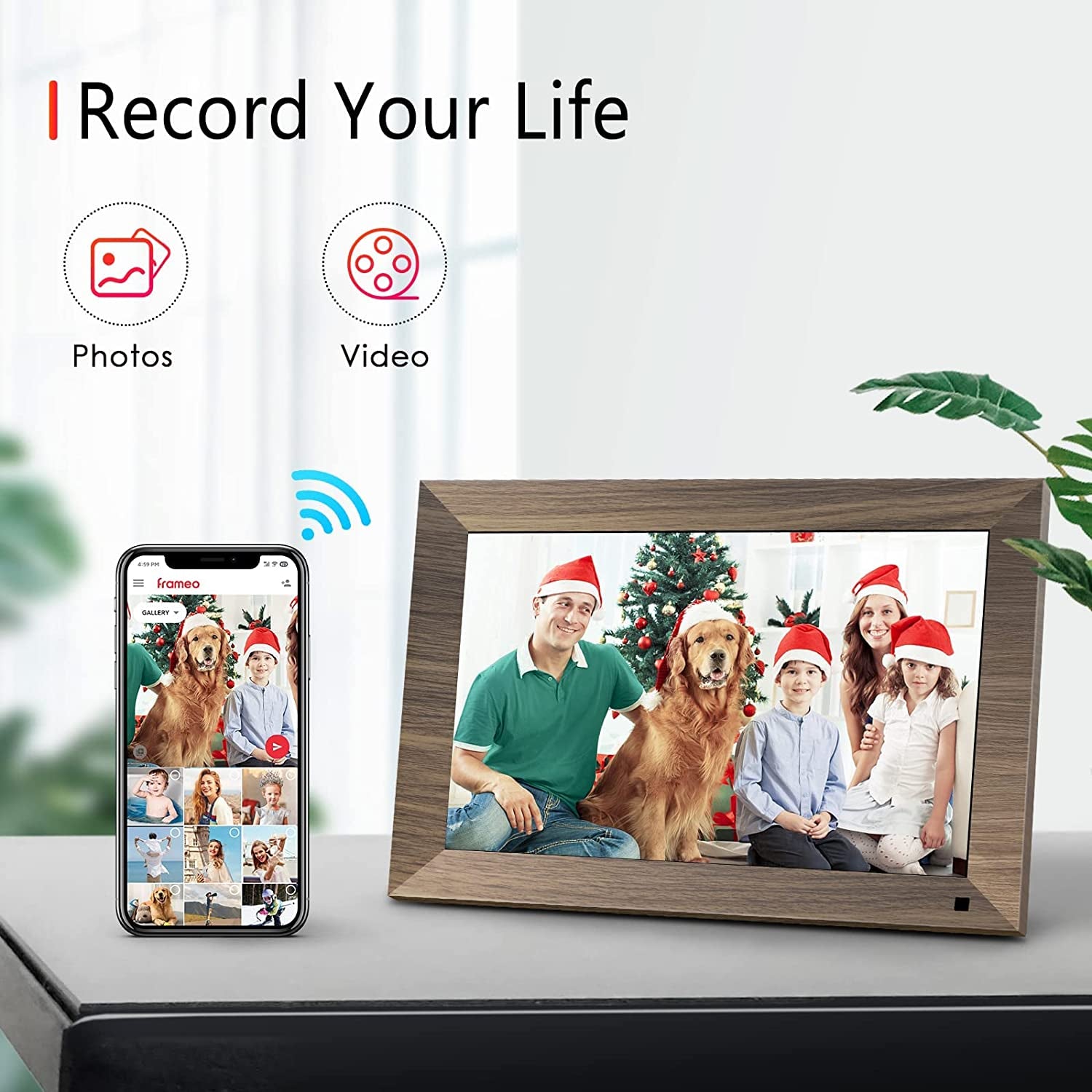 10.1 Inch Wifi Digital Photo Frame, IPS Touch Screen Smart Cloud Photo Frame with 16GB Storage, Wall Mountable, Auto-Rotate, Motion Sensor, Share Photos and Videos via Frameo App