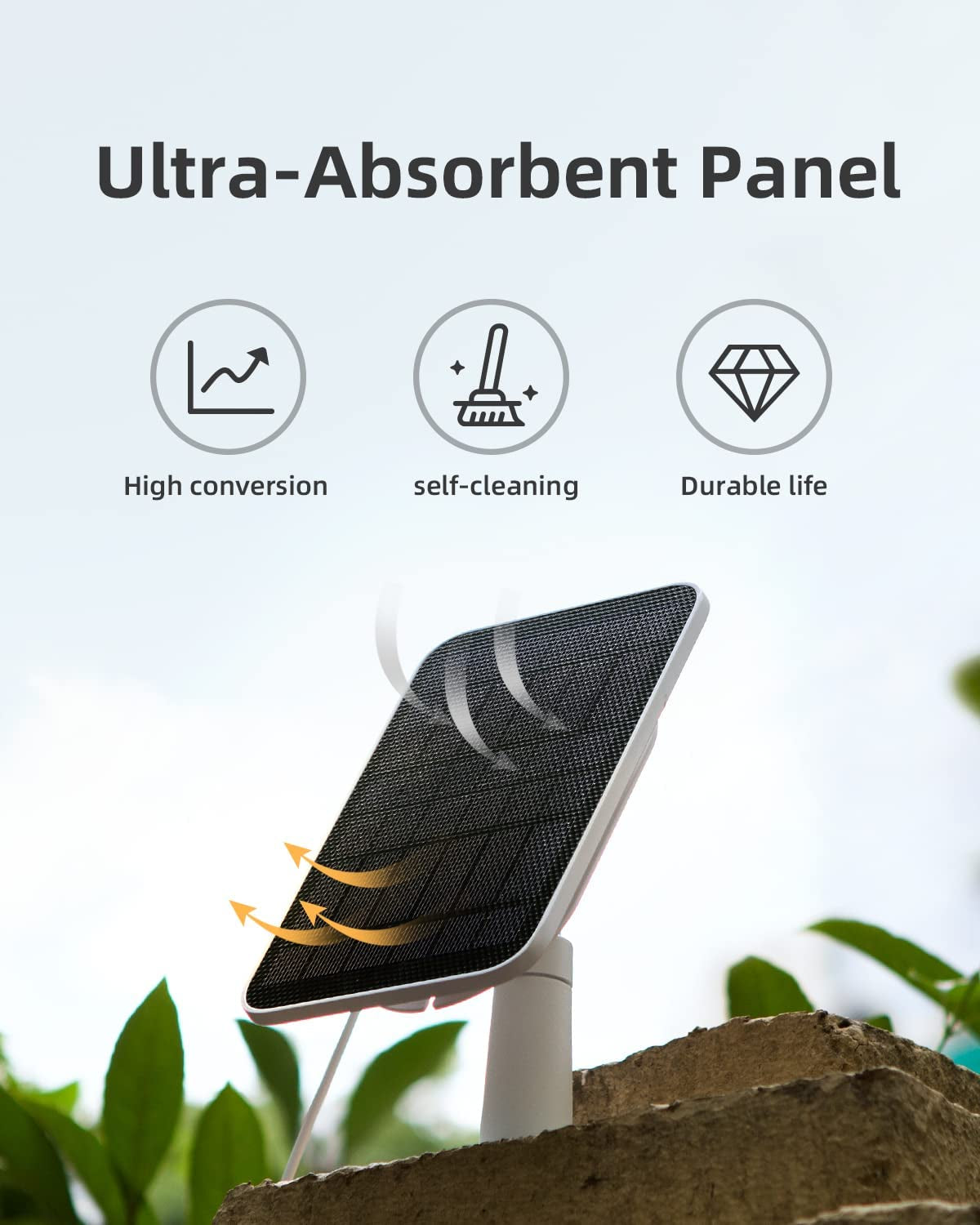 Outdoor Solar Panel for Battery-Powered Security Cameras, Universal Compatibility, Uninterrupted Power Supply, IP66 Waterproof Design, Includes 10ft Charging Cable