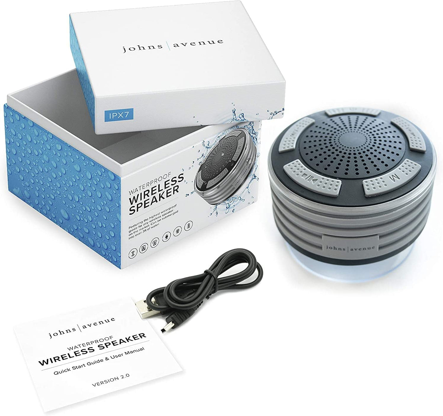 Bluetooth Shower Speaker - Certified Waterproof - Effortless Bluetooth Pairing with All Your Devices - Includes White Gift Box