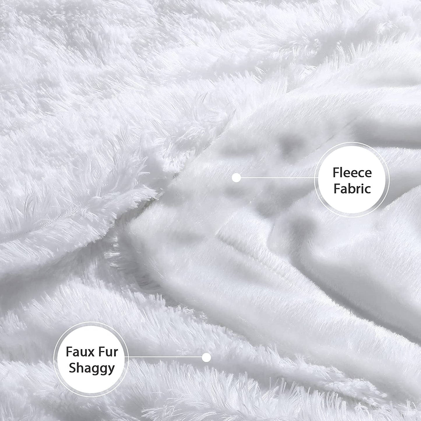 White Fluffy Throw Blanket - Perfect for Couches and Beds. This Soft Faux Fur Blanket is Comfy, Shaggy, Cozy, and Measures 50x60 inches.