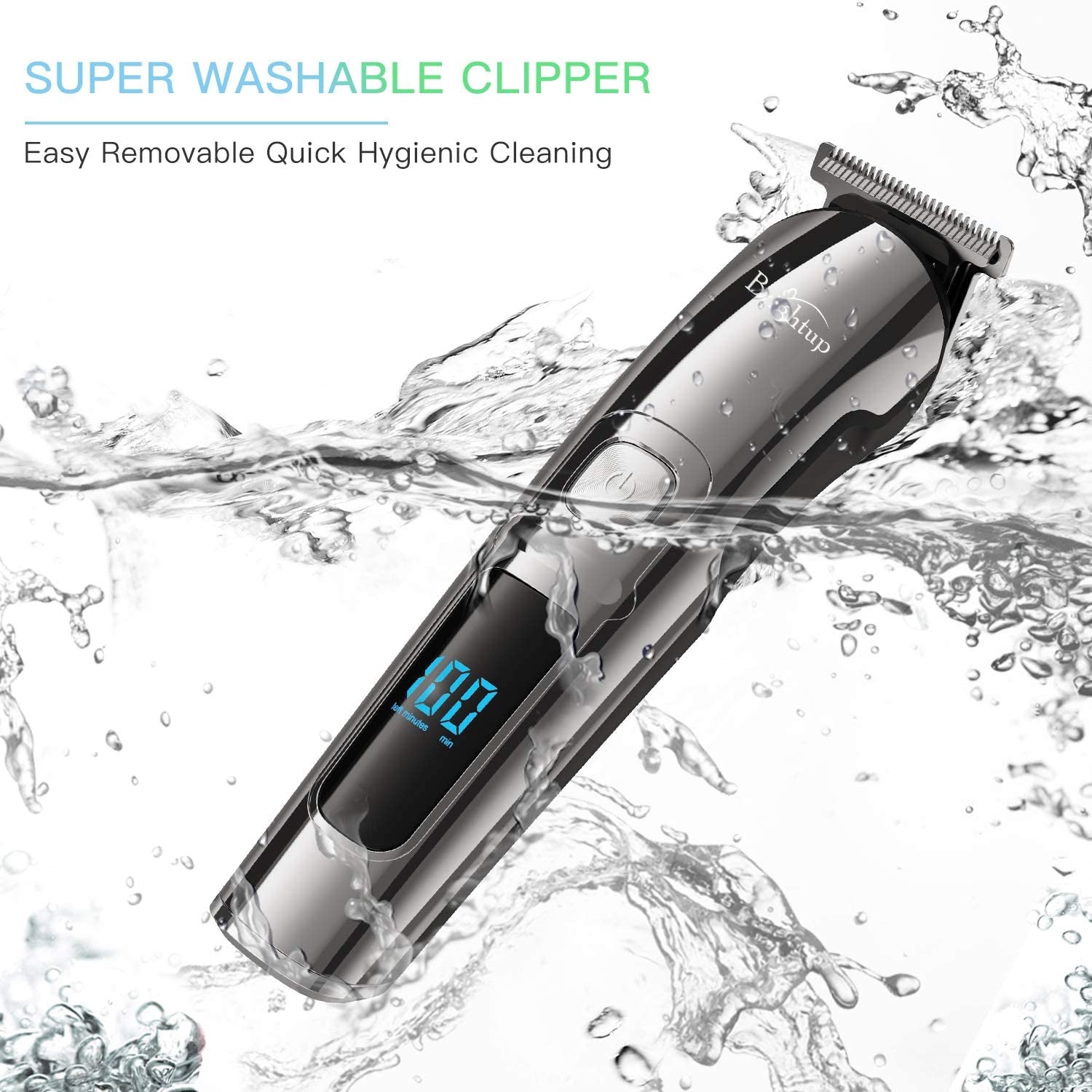 Men's Beard Trimmer - Multifunctional Hair Clippers & Trimmer - IPX7 Waterproof for Use on Mustache, Face, Nose, Ears, and Body - Electric Razor with USB Rechargeable & LCD Display 