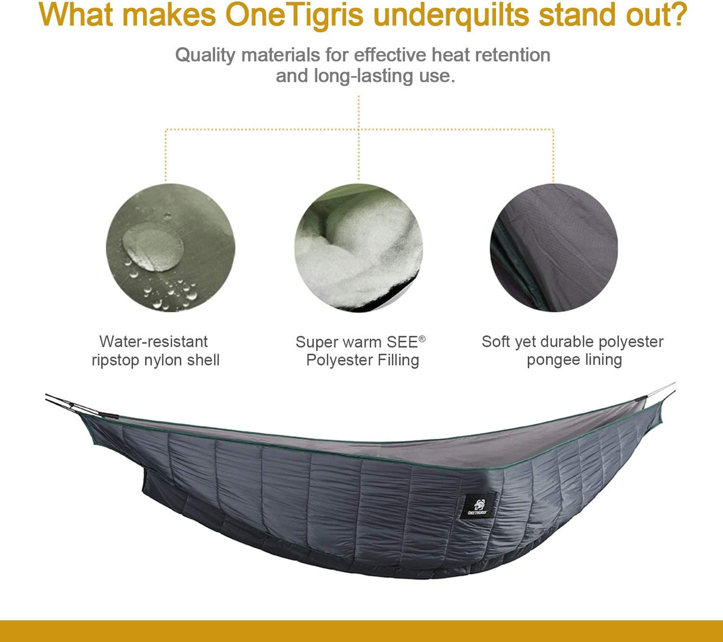 Shield Cradle Double Hammock Underquilt - Essential Hammock Camping Gear for Winter Seasons.