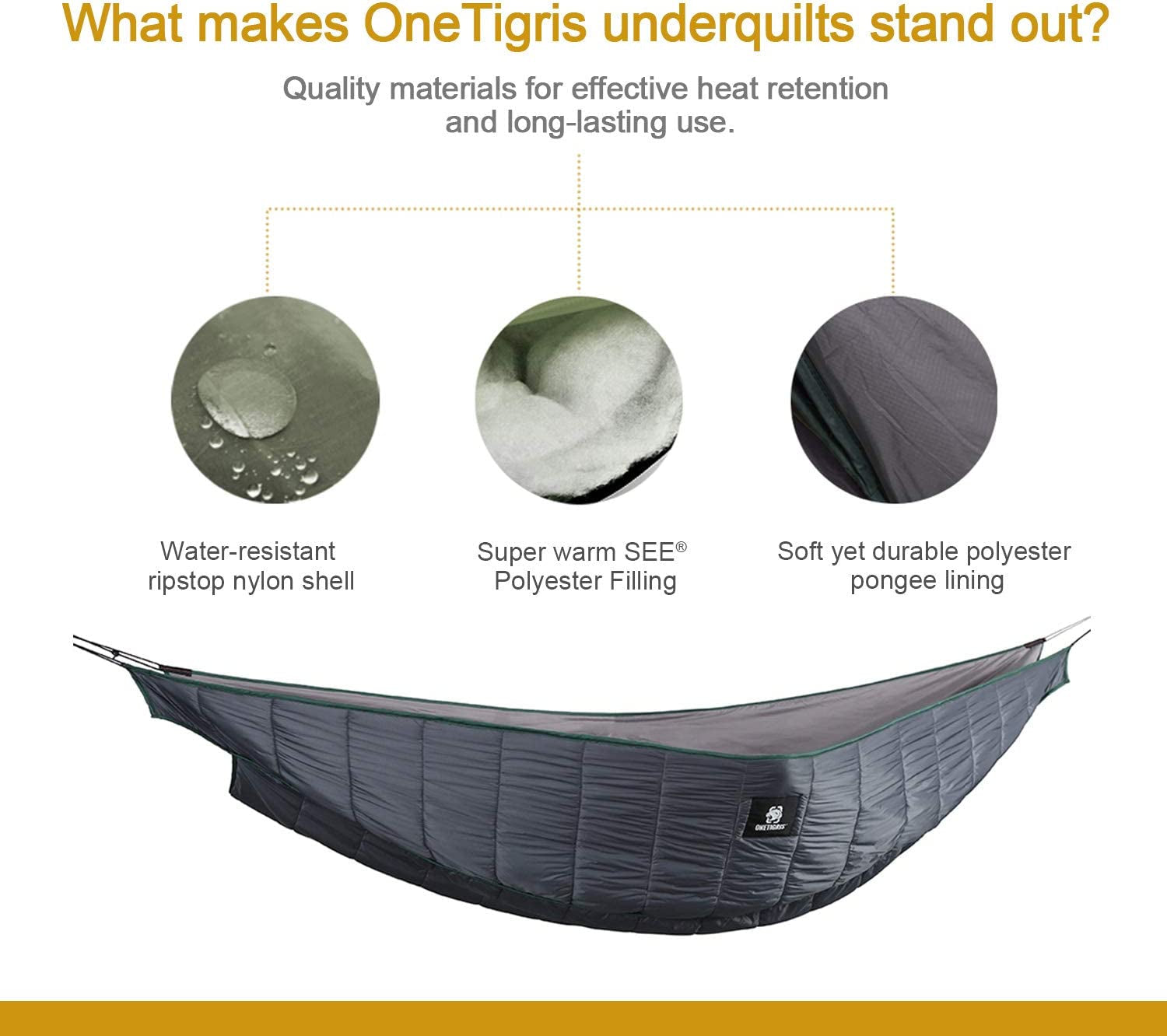 Shield Cradle Double Hammock Underquilt - Essential Hammock Camping Gear for Winter Seasons.