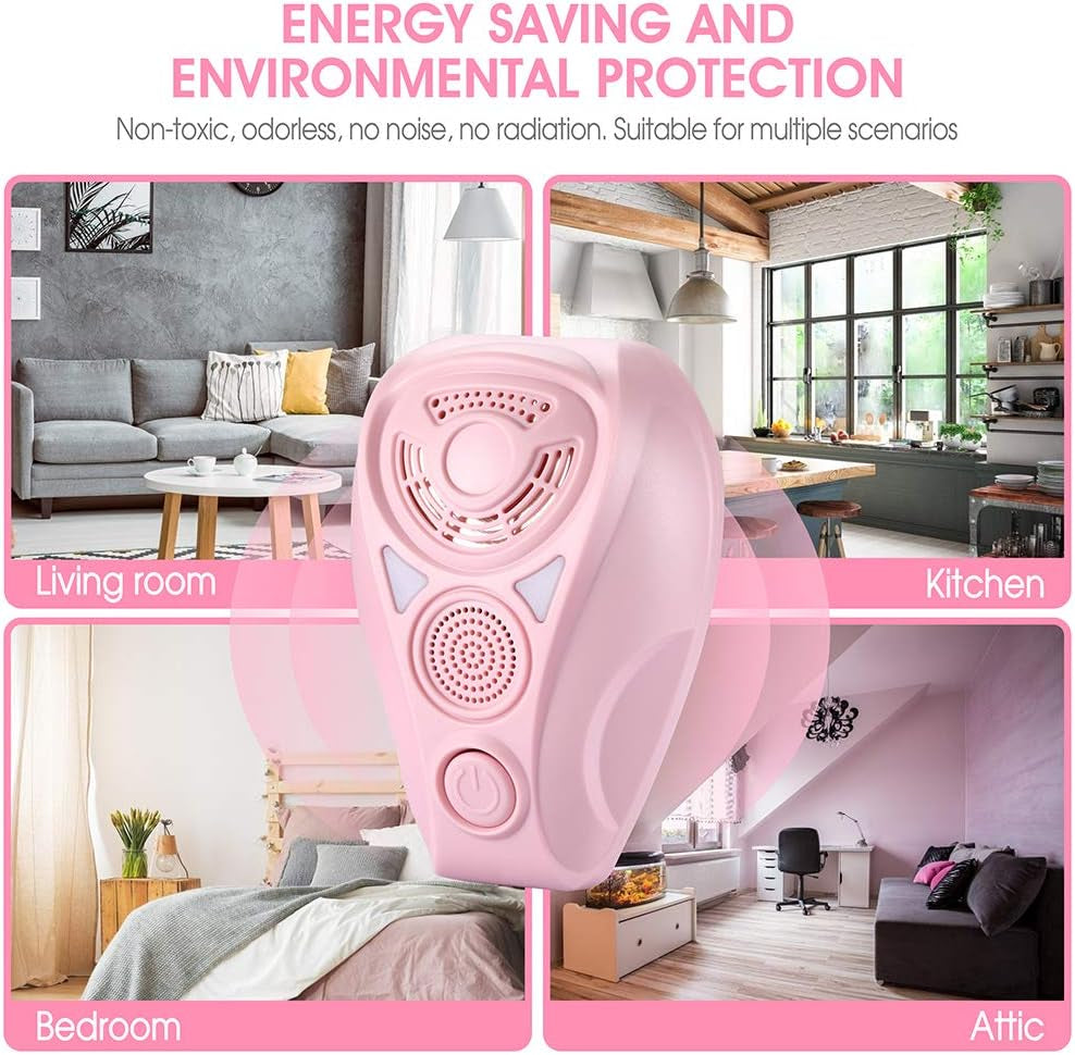Indoor Pest Repeller: Effective Repellent for Mosquitoes, Mice, Ants, Roaches, Spiders, Flies, Bugs, Lizards - Non-Toxic, Eco-Friendly, Safe for Humans and Pets - 4 Pack (Pink)