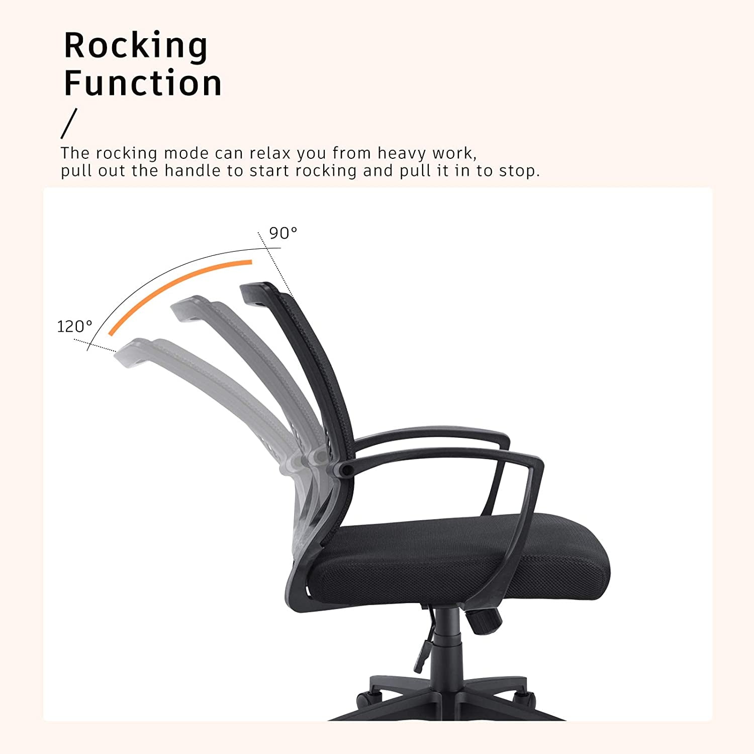 Ergonomic Office Chair with Adjustable Features and Lumbar Support for Adults, Students, and Women - Swivel, Rolling, and Mesh Design - Ideal for Home Office - Black