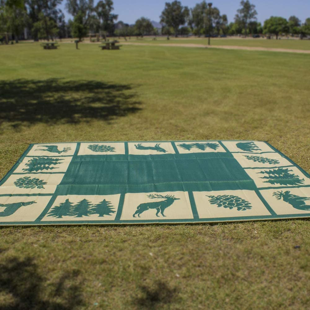 Outdoor Camping Patio Wilderness Hunter Mat: Reversible, 6' x 9', Ideal for RV Use