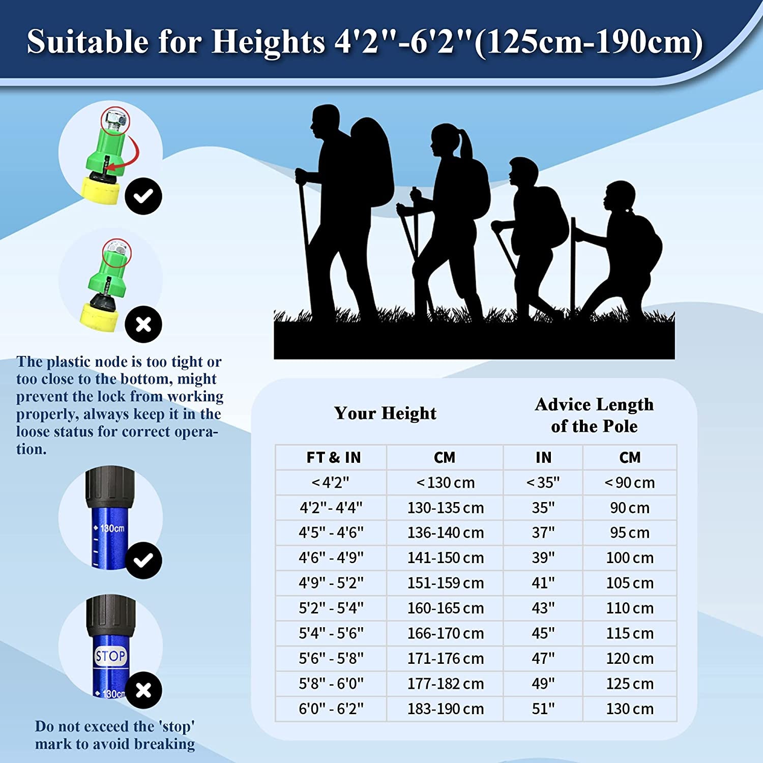 Walking Trekking Poles - Set of 2 with Antishock and Quick Lock System, Telescopic, Collapsible, Ultralight for Hiking, Camping, Mountaineering, Backpacking, Walking, Trekking