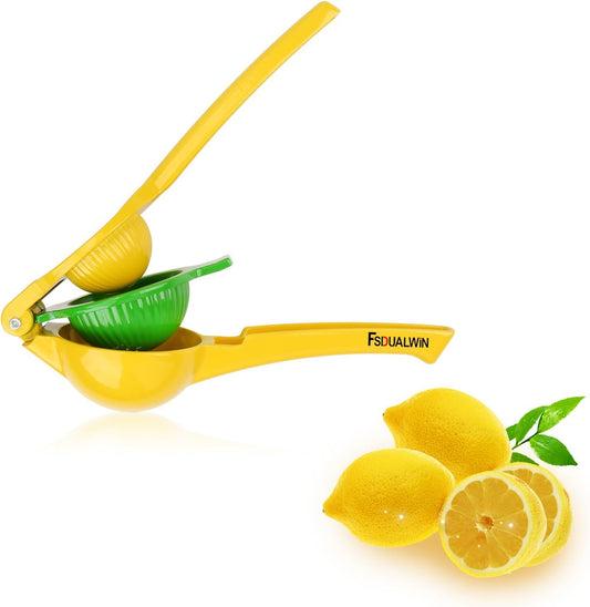 Premium Quality Metal Lemon Lime Squeezer - Manual Citrus Press Juicer for Fresh Wedge Juicing, Leaves No Pulp or Seeds