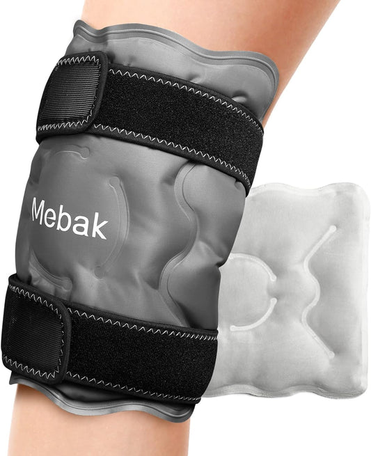 Knee Ice Pack Wrap for Injuries and Post-Surgery Recovery, with Gel Ice Pack for Knee, Cold Pack Cover for Swelling, Bruises, Meniscus Tear, and ACL Recovery - Grey