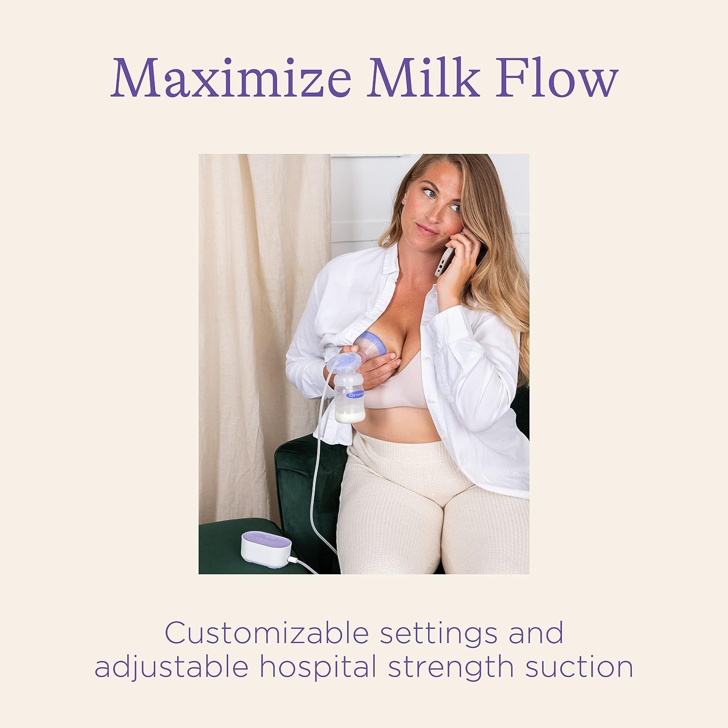 Electric Breast Pump Single Compact for Breastfeeding Moms, Portable, Includes Baby Bottle to Collect Breastmilk for Baby