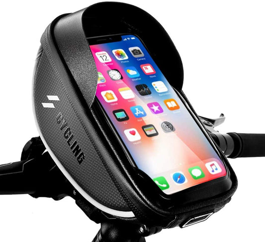 Waterproof Bike Handlebar Bag with Phone Mount Holder - Large Storage for iPhone 13, 12, 11 Pro, Xs Max, 8 Plus (6.5" and Below) - Ideal for Mountain & Road Cycling - Sensitive Touch Screen - Front Frame Top Tube Handlebar Bags - Accessories Pouch