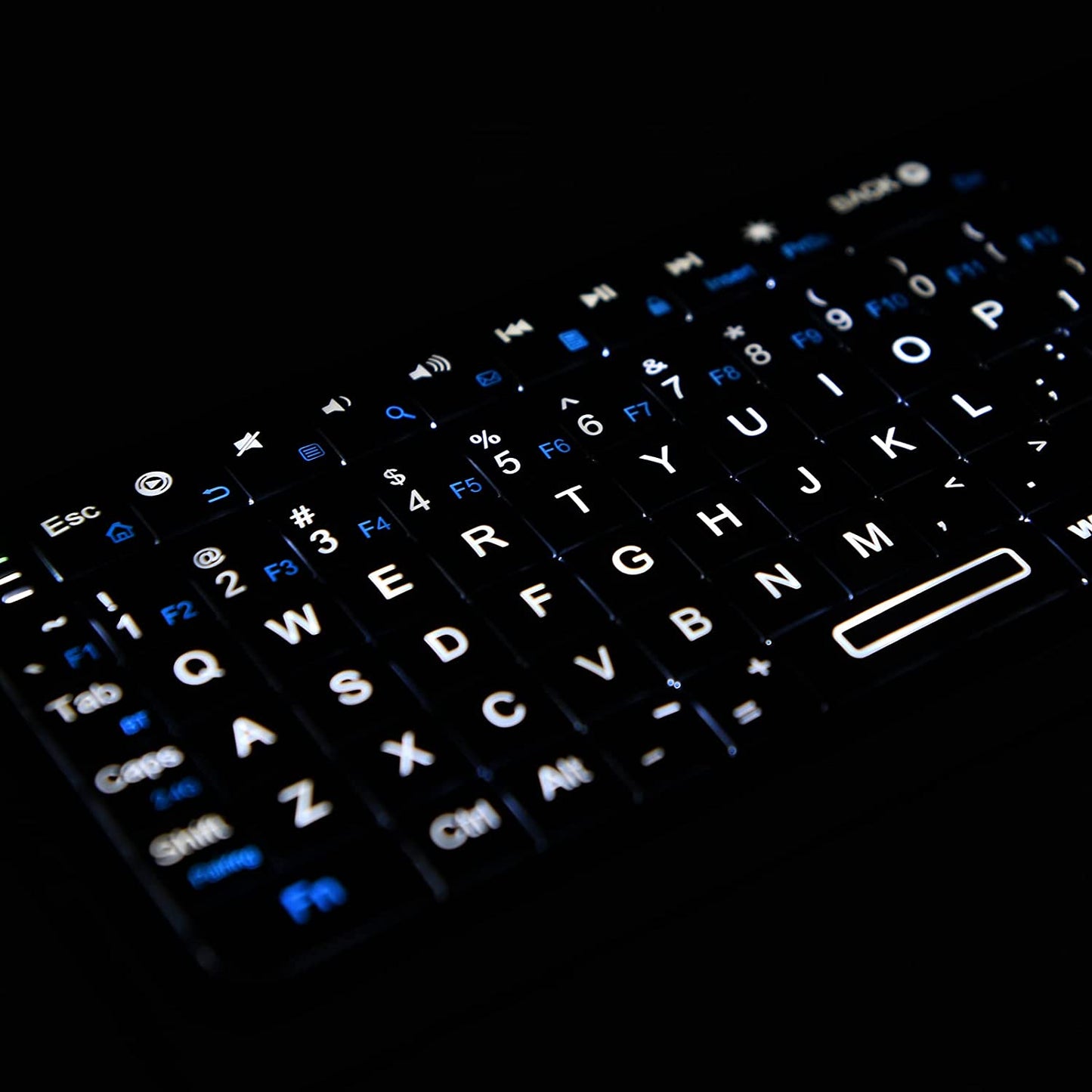  Mini Bluetooth Keyboard with Backlit Wireless and IR Learning TV Remote - Portable and Lightweight, Compatible with Android TV Box, Mac, Laptop, and Windows - Includes Touchpad