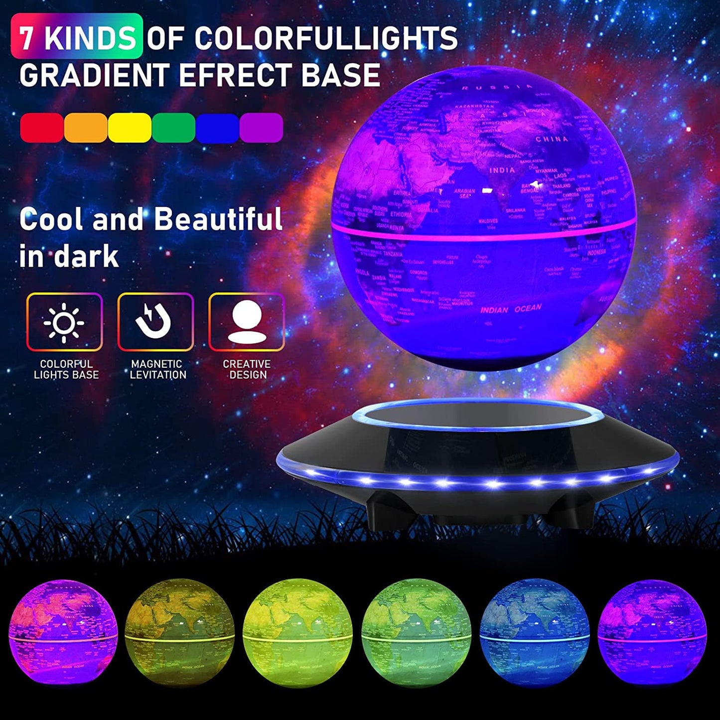 Magnetic Levitation Globe with LED Light: Educational and Decorative Gift for Children, Home, and Office