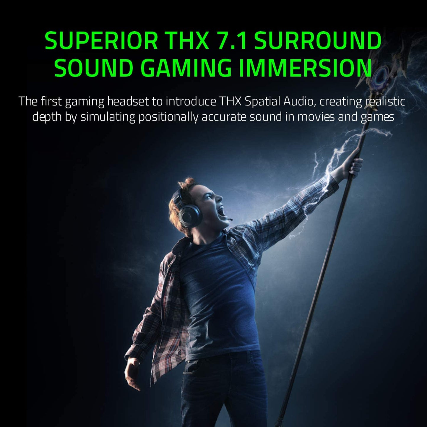 THX 7.1 Surround Sound Gaming Headset - Tournament Edition: Aluminum Frame - Retractable Mic - USB DAC Included - for PC, PS4, Nintendo Switch - Classic Black