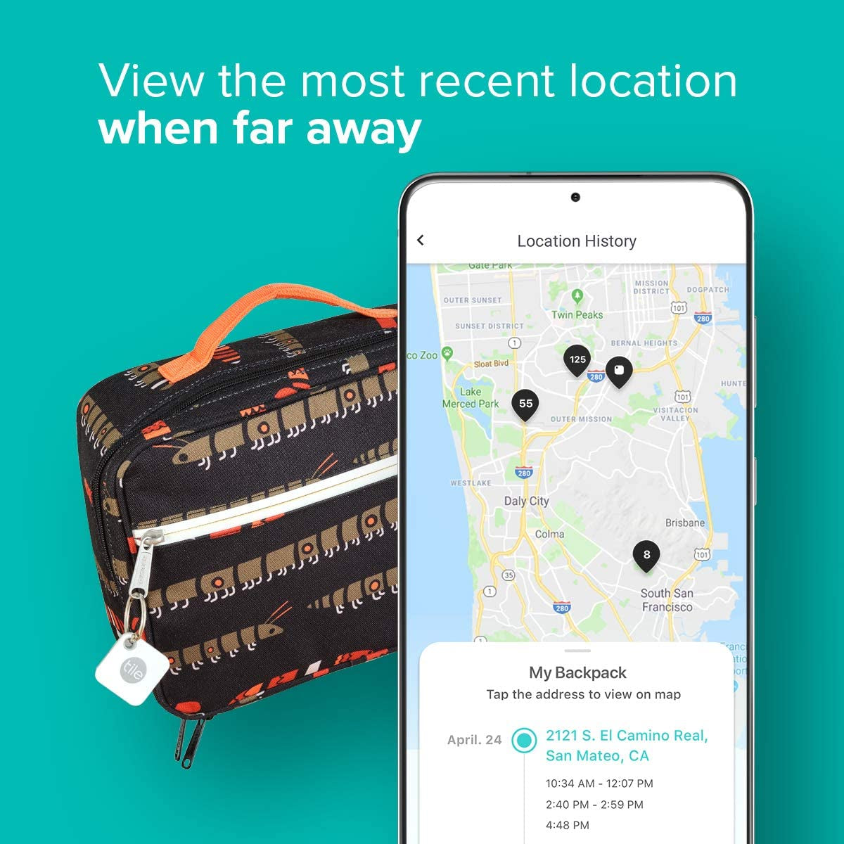 4-Pack Bluetooth Tracker - Find and Locate Keys, Bags, and More; Water Resistant with Replaceable Battery (2020 Edition)