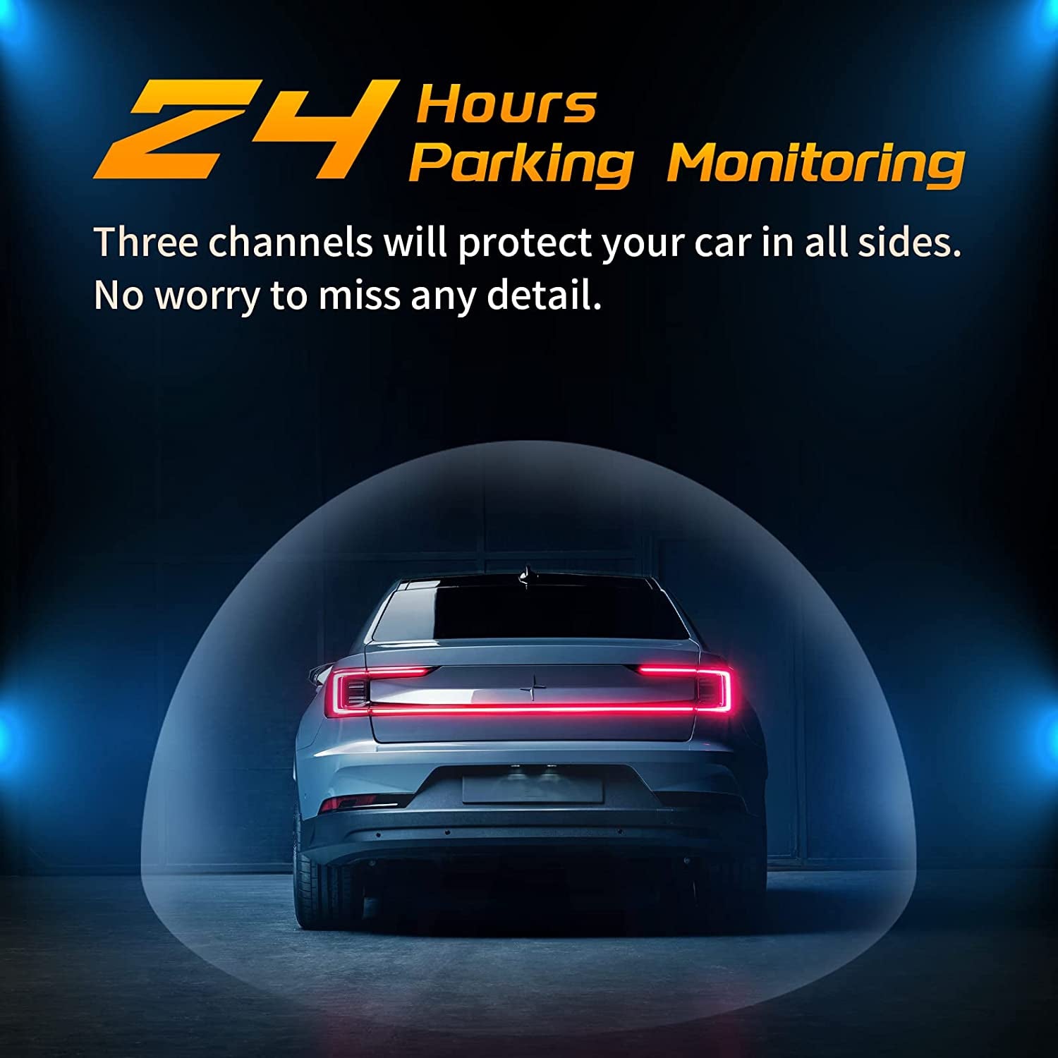 Adjustable Lens T1-Pro Dash Cam Front and Rear inside, 3 Channel 1080P Car Dash Camera with 8 IR Lamps Night Vision, Triple Car Camera System, Loop Recording, G-Sensor, Parking Monitor