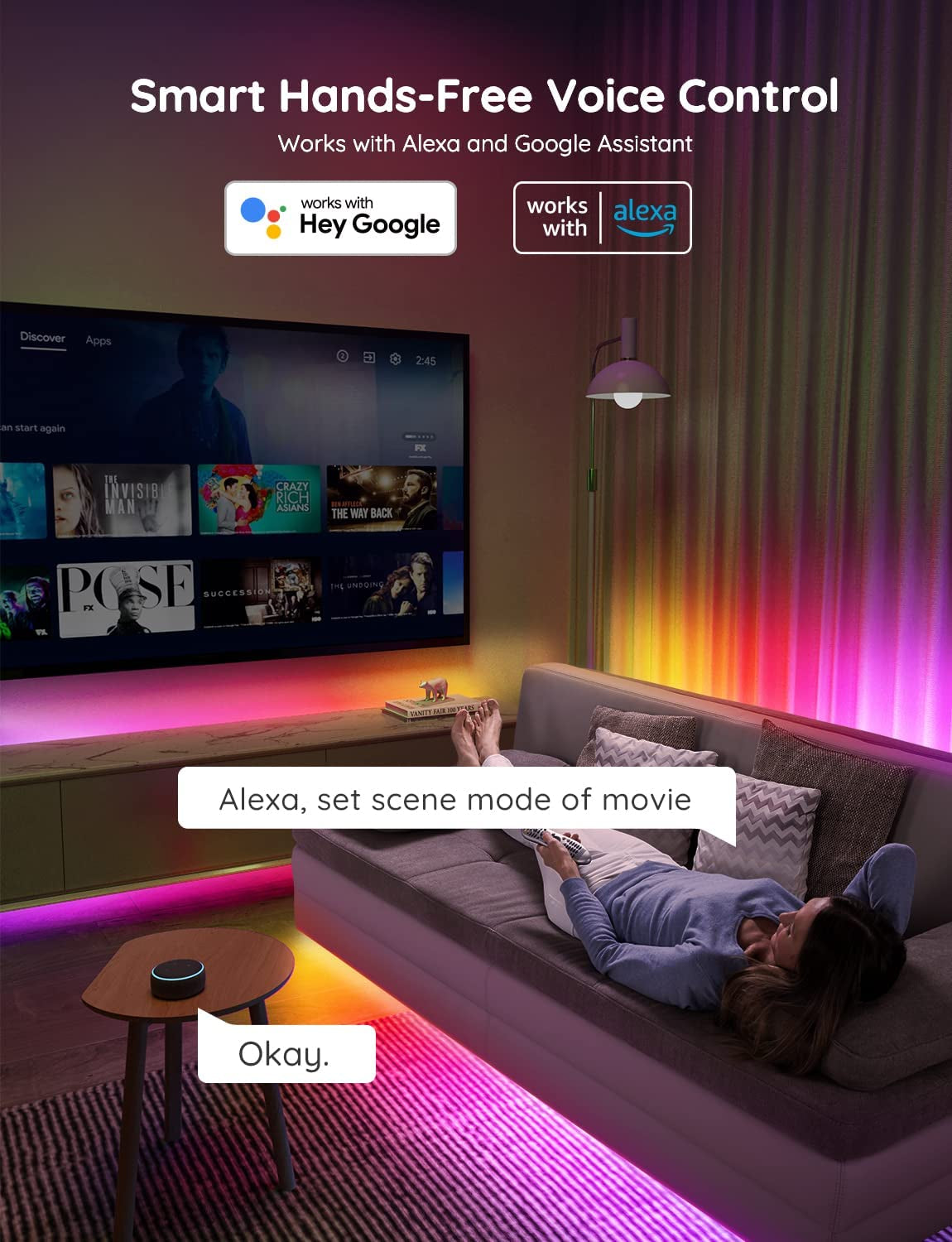 Smart RGBIC LED Strip Lights: 16.4Ft WiFi LED Strips with Alexa and Google Assistant Compatibility, App Control, Segmented DIY, Music Sync, Color Changing LED Lights for Bedroom, Party