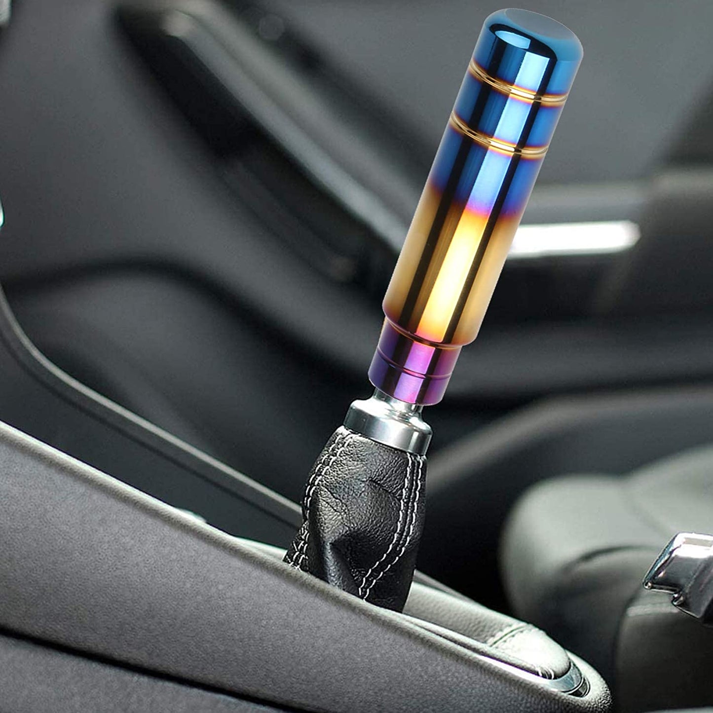 13CM Aluminum Weighted Shift Knob with Long Stick, Universal Gear Shifter Knob in Burnt Blue, Suitable for Most Automatic and Manual Vehicles with 3 Threaded Adapters