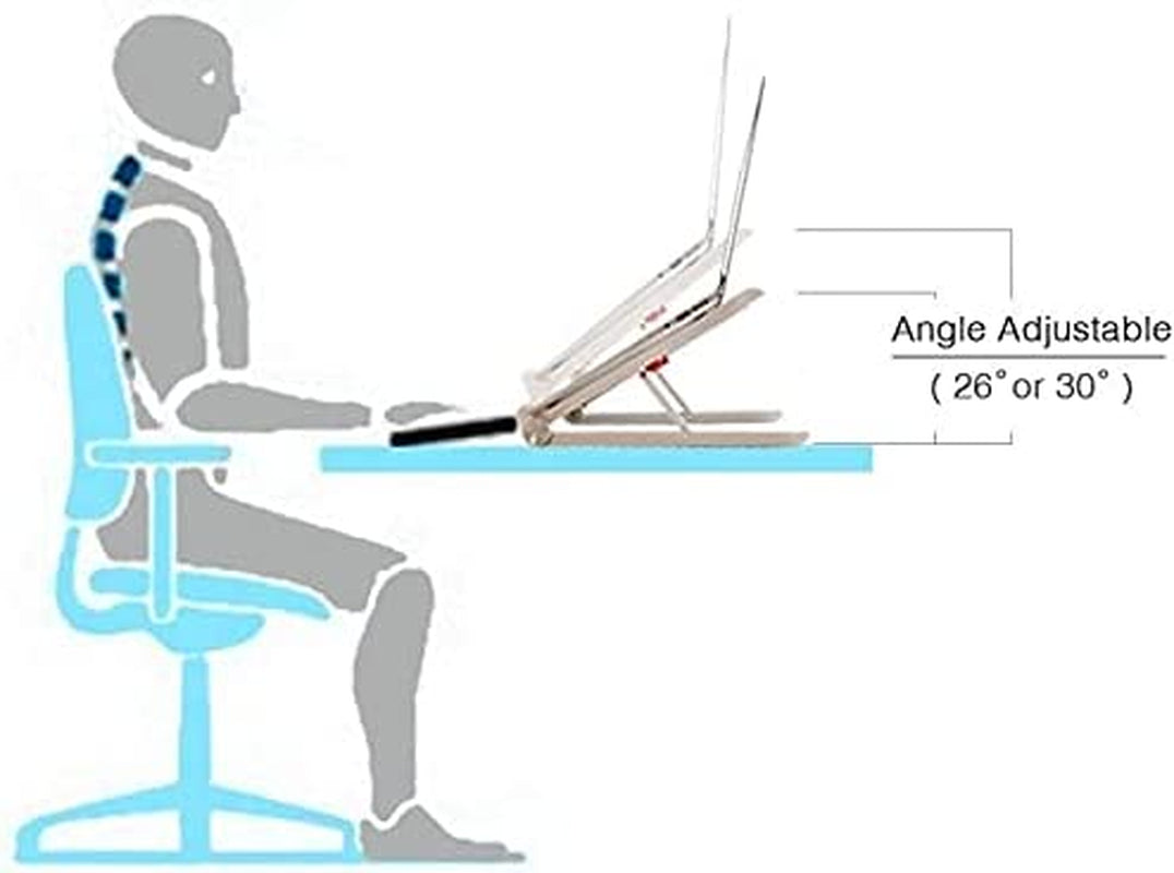 Foldable Portable Laptop Desk Stand: Ergonomic Cooling Pad and Ventilated Laptop Riser for MacBook Pro, MacBook Air, Lenovo, Dell, and More 10-16” Laptops