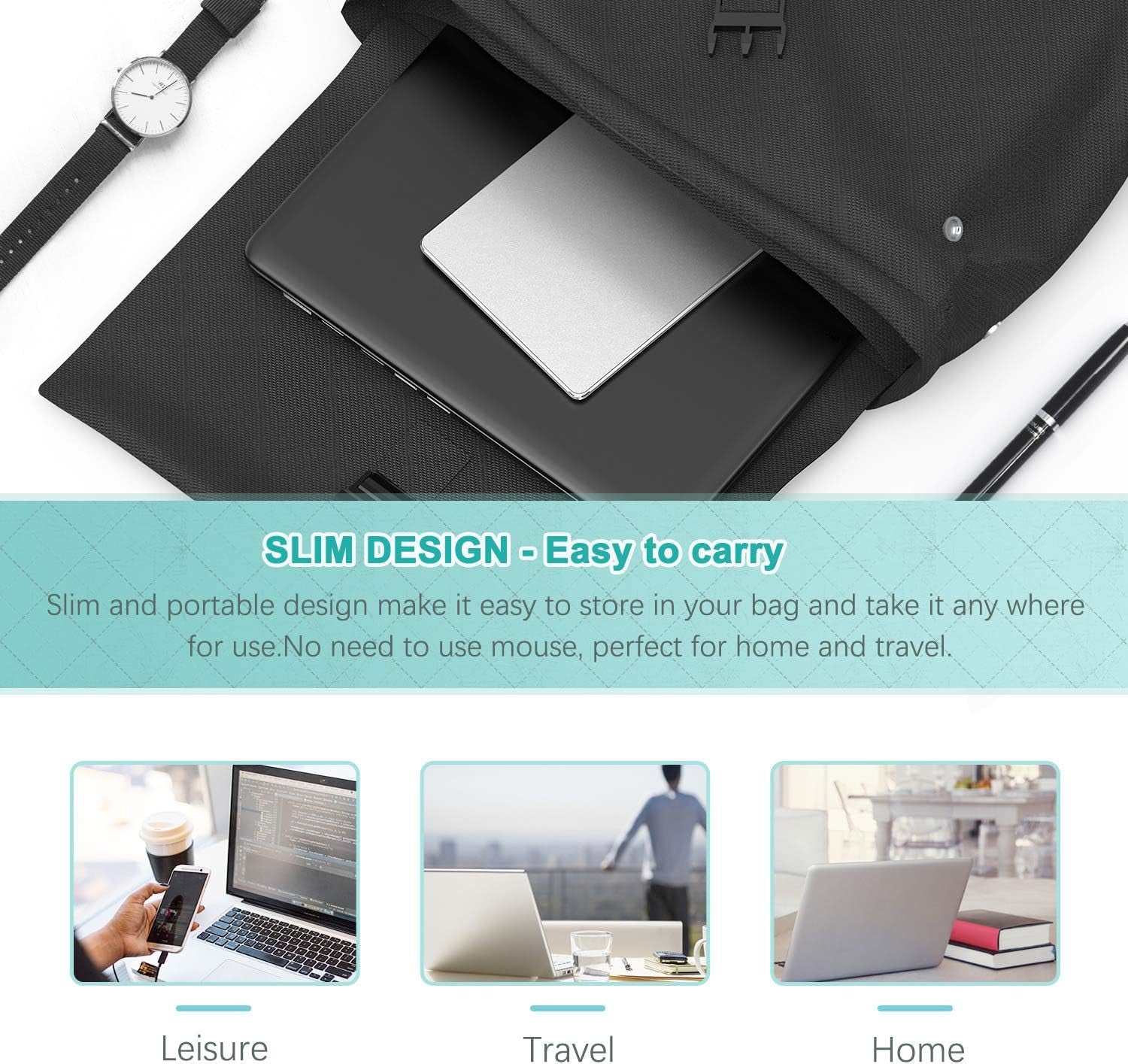 Ultra Slim USB Trackpad Touchpad - Portable Aluminum Wired Touchpad with Multi-Touch Navigation for Windows 7/10 PC Laptop Notebook Desktop Computer, Silver