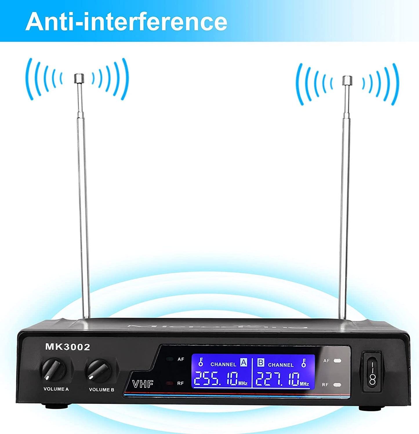 Wireless Microphone System with Dynamic Handheld Microphones - Offers an Operating Range of 150-260 Feet and up to 16 Hours of Continuous Use. Ideal for Karaoke, Parties, DJing, Church Services, Weddings, and Indoor/Outdoor Activities.