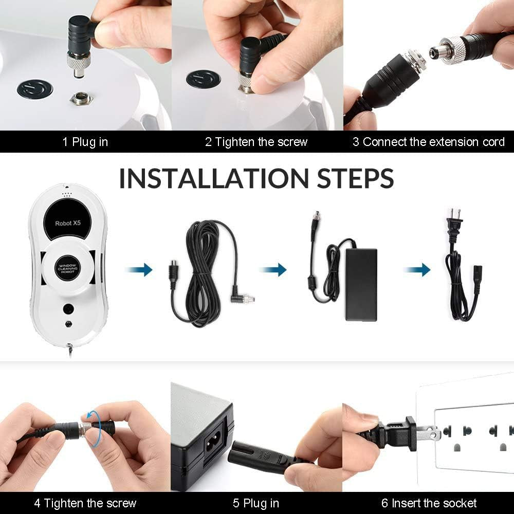 Smart Window Cleaning Robot: Intelligent Automatic Window Cleaner with APP and Remote Control, Ideal for Indoor and Outdoor Windows, Glass, Mirrors, Tables, and Tiles - Available in White