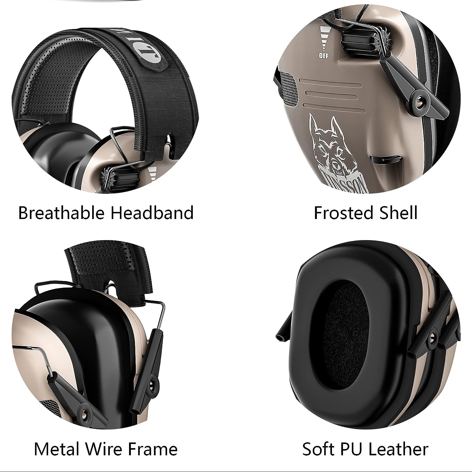  Electronic Noise Cancelling: NRR 23dB Earmuffs for Shooting and Hunting, Equipped with 3.5mm Audio Jack for Gun Range Use in FDE Color