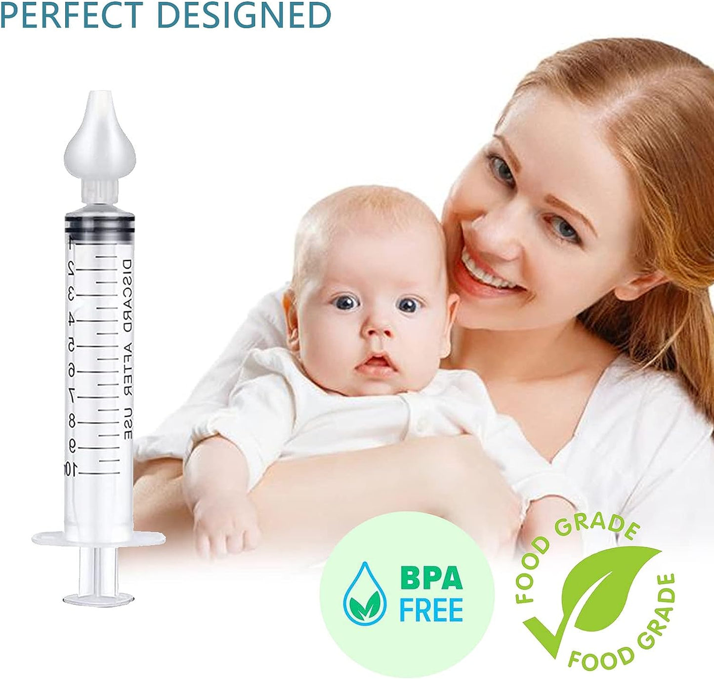 Dual-Pack Infant Nasal Irrigation Kit - 10ml Baby Nasal Aspirators with Reusable and Washable Silicone Tips - Premium-Quality Nasal Cleansing Solution for Babies