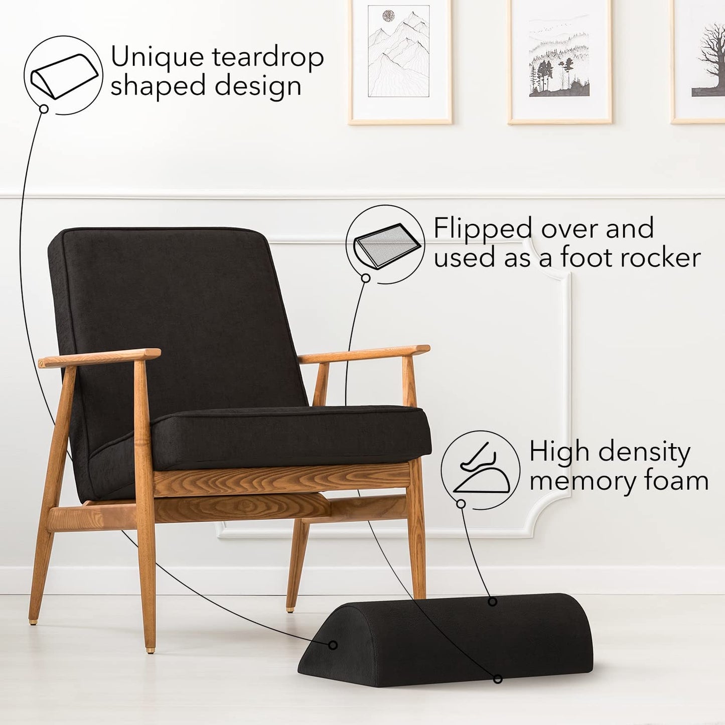 Under Desk Foot Rest with Premium Comfortfoam™ - All-Day Support, Pain Relief - Ideal for Home Office, Gaming, and Workstations