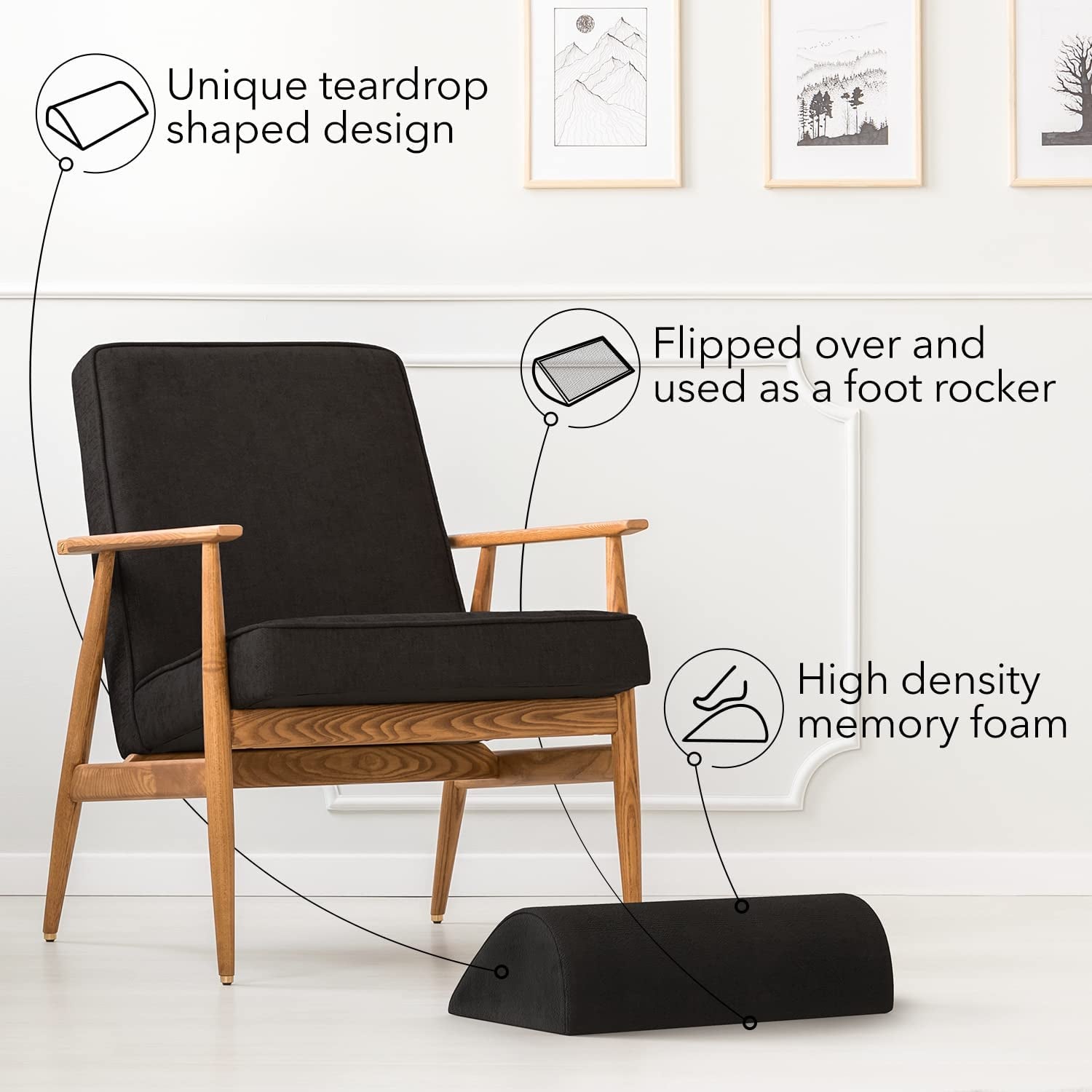 Under Desk Foot Rest with Premium Comfortfoam™ - All-Day Support, Pain Relief - Ideal for Home Office, Gaming, and Workstations