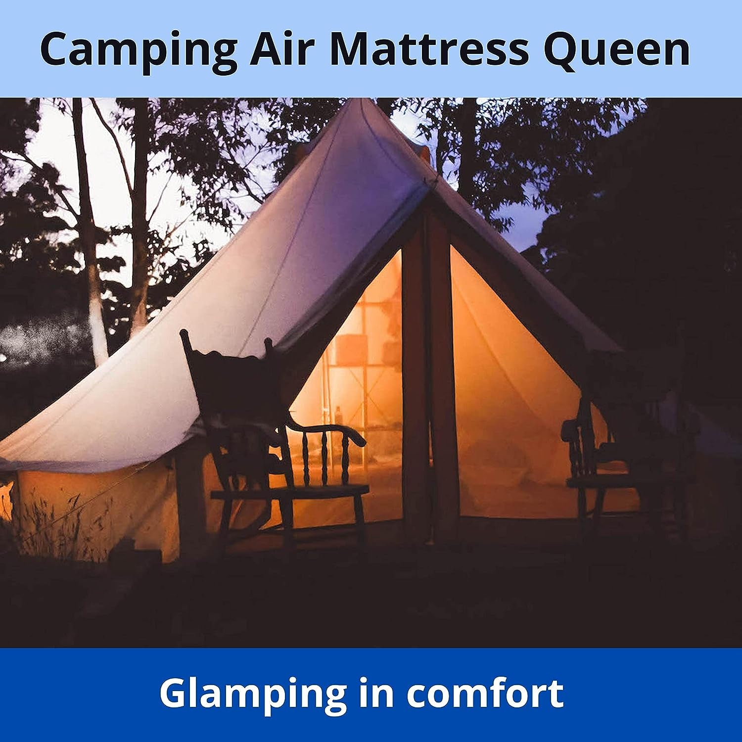 Queen Size Blow-Up Mattress with Deluxe Pillow - 13" Deep, Perfect for Camping and Outdoor Adventures.