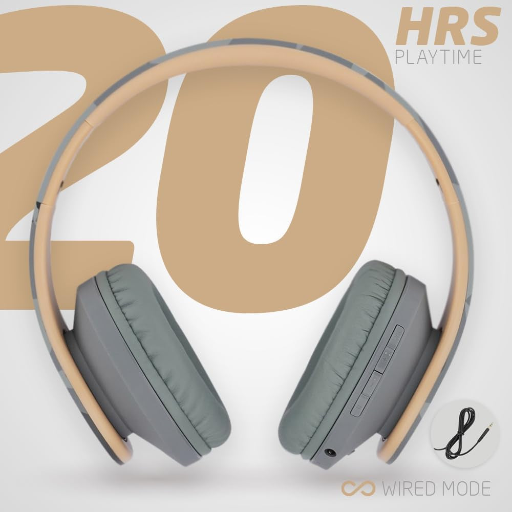 Bluetooth Headphones over Ear: Wireless Headphones with Microphone, Foldable Design, Soft Memory Foam Earmuffs & Lightweight, Micro SD/TF and FM Radio, for iPhone/Android/Tablet/PC/TV