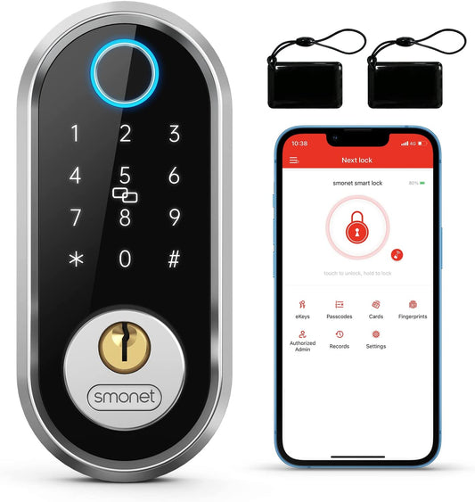 Smart Deadbolt Lock Fingerprint Electronic Door Lock with Keypad-Bluetooth Keyless Entry, App Control, Ekeys Sharing, App Monitoring, Auto Lock for Homes and Hotels
