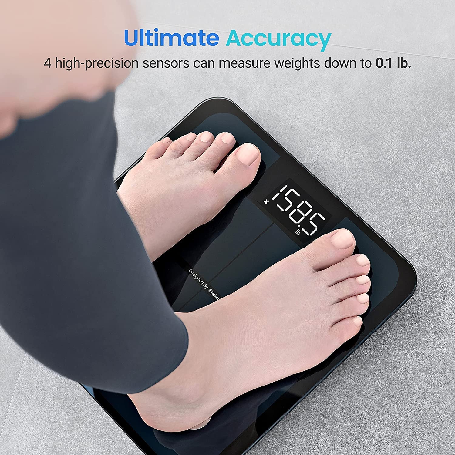 Bluetooth Bathroom Digital Scale: Measures Body Weight, Body Fat, and Water Weight with BMI Analyzer - Accurate up to 400lbs, Black ESF-551.