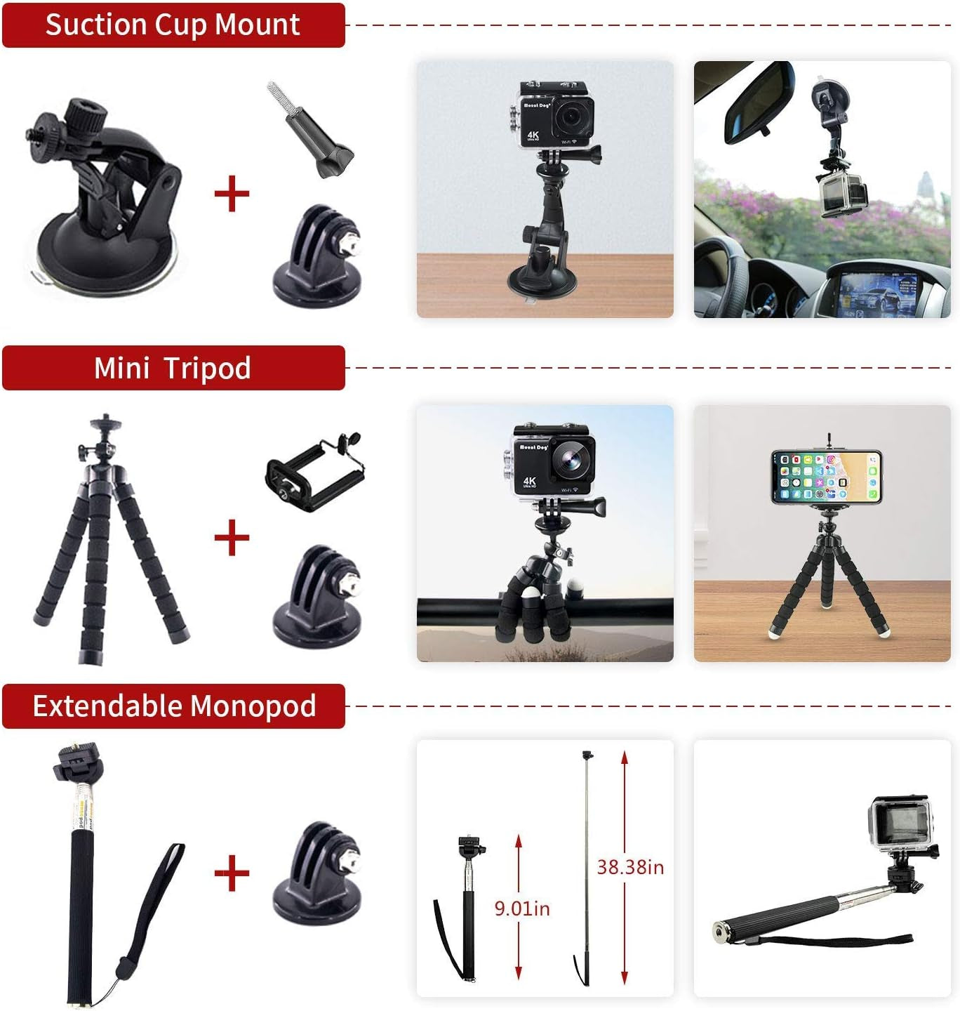 65-in-1 Action Camera Accessories Kit for GoPro Hero and Compatible Brands - Essential Bundle Set for Enhanced Filming Experience