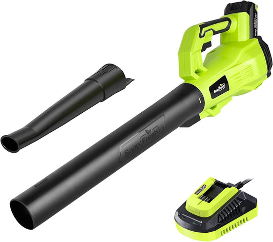 Cordless Leaf Blower with 20V 2.0Ah Battery & Fast Charger: Lightweight, Adjustable Tubes, Variable Speed, Ideal for Hard Surfaces, Decks, and Garages, Delivering 120 MPH and 100 CFM Airflow