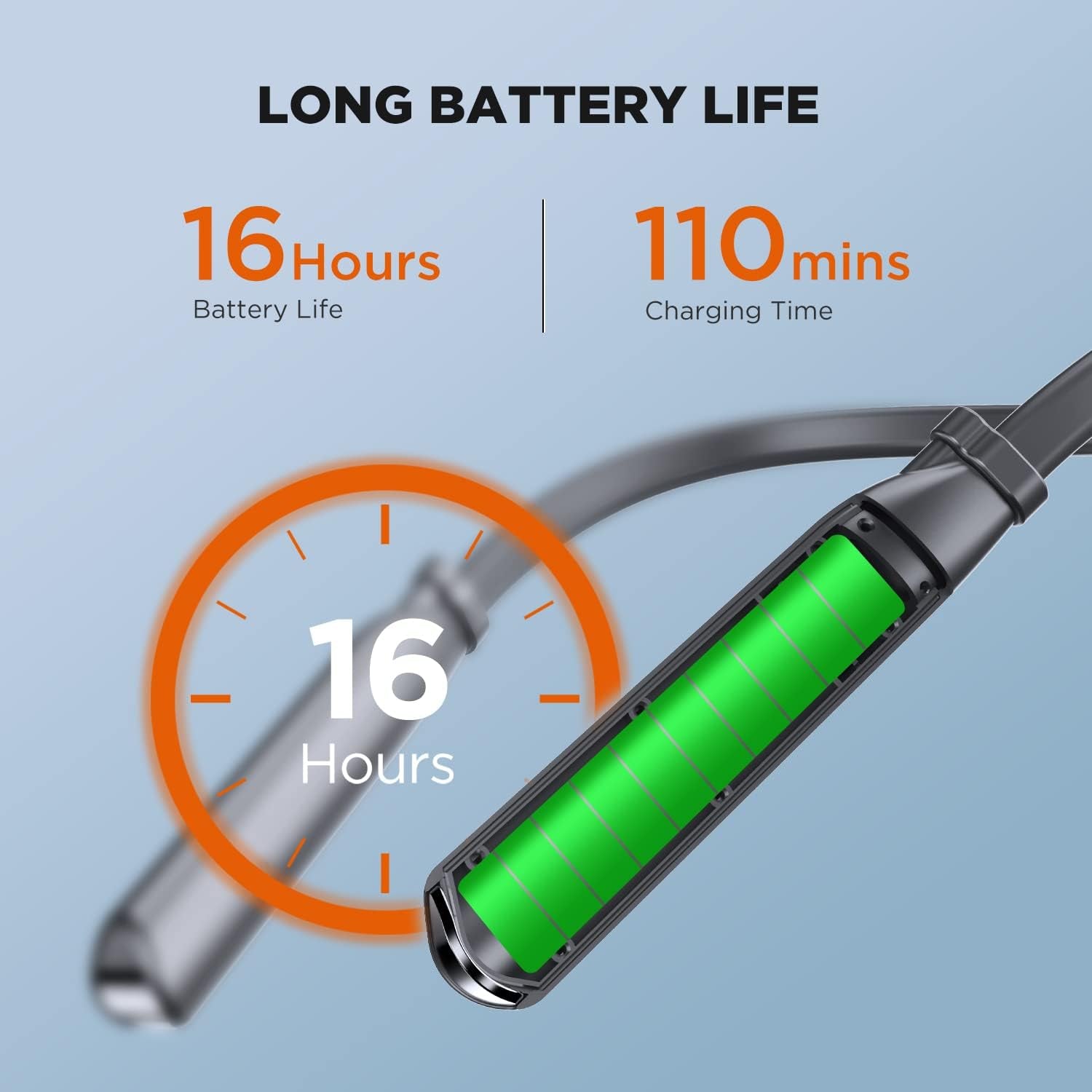 Bluetooth 5.3 Neckband Earbuds with ENC Noise Cancelling, Wireless Magnetic Earphones featuring Hall Function for Calls and Running - 10mm Drivers, Game Modes, 16-Hour Playtime, IPX5 Waterproof