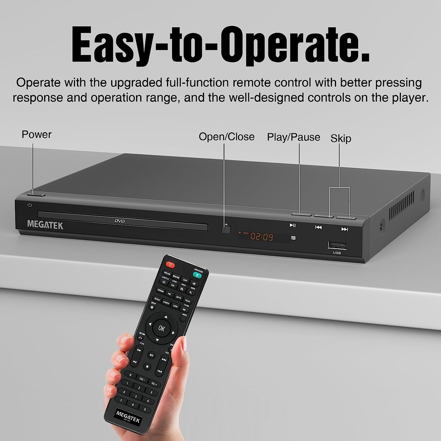 HDMI Multi-Region DVD Player for TV (1080P Upscaling) - CD Player for Home Stereo System - USB Port - Coaxial Digital Audio Out - Metal Casing - Remote Control - Includes HDMI and RCA Cables