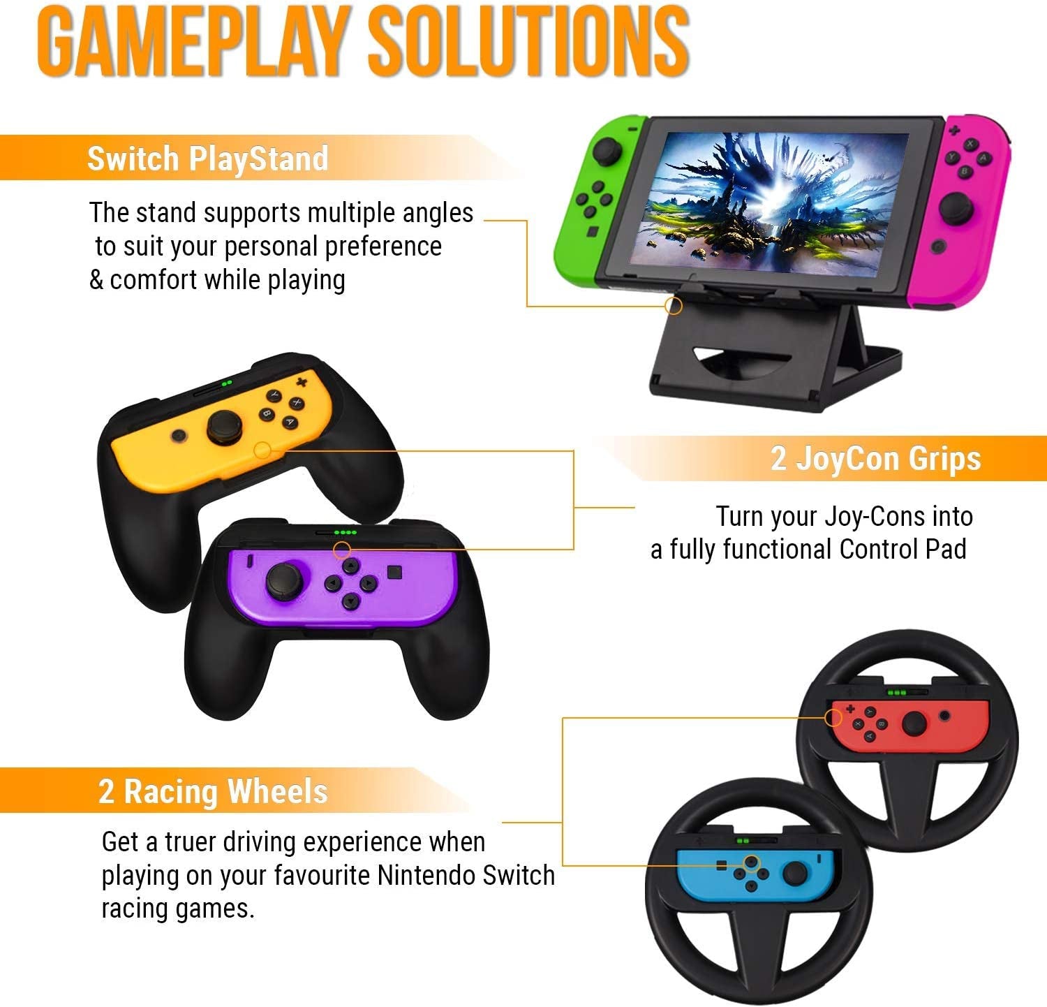 Accessory Bundle Kit for Nintendo Switch OLED Console Users - Jet Black