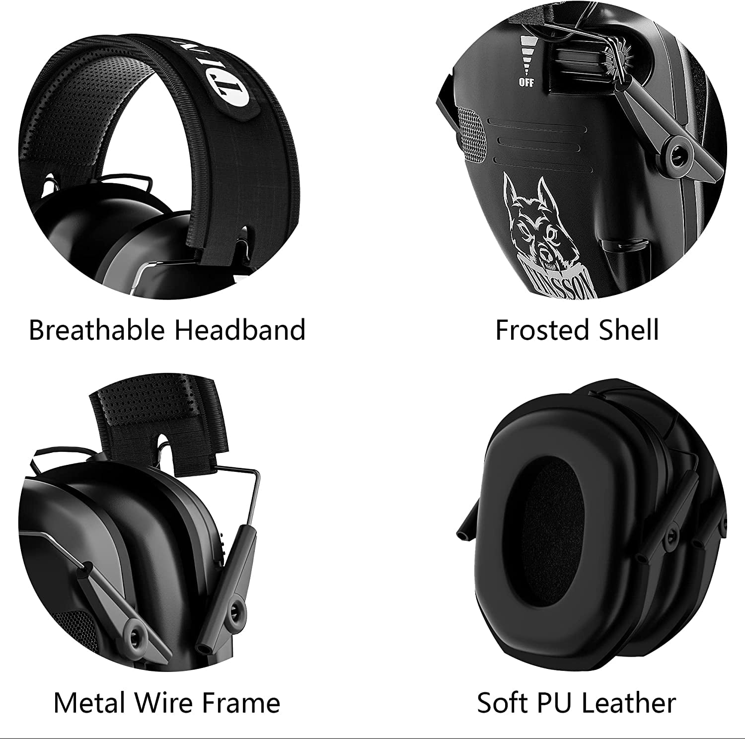 Noise Cancelling Headphones 23dB Shooting Ear Protection Electronic Ear Protection for Shooting/Hunting Noise Reduction Earmuffs with 3.5mm Audio Jack for BLACK