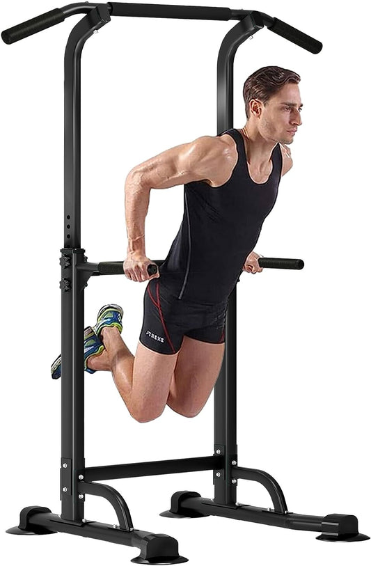 Adjustable Height Workout Pull Up & Dip Station - Multi-Function Home Gym Strength Training Fitness Equipment