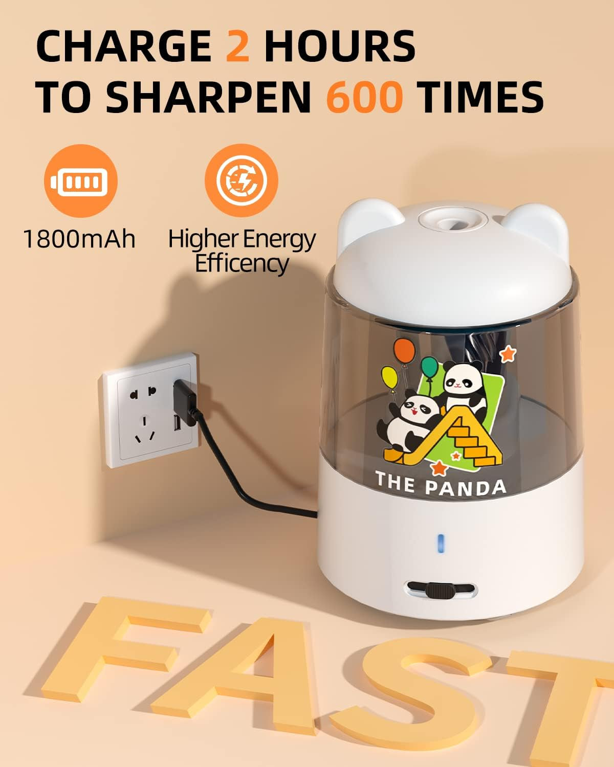 Small Battery-Powered Electric Pencil Sharpener - Quickly Sharpens No.2/Colored Pencils (6-8mm) - Ideal for School, Classroom, Office, and Home Use in White