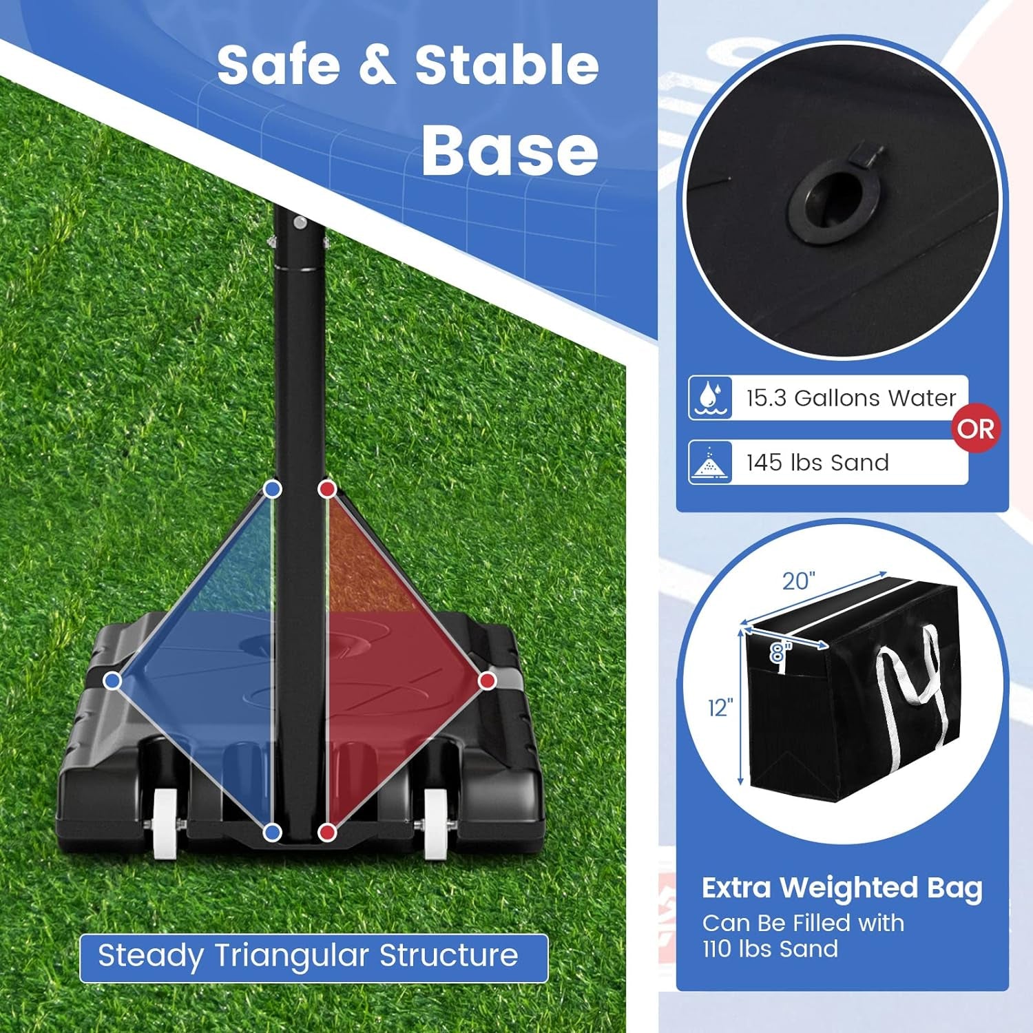 Adjustable Outdoor Basketball System with Shatterproof Backboard and Solid Metal Rim