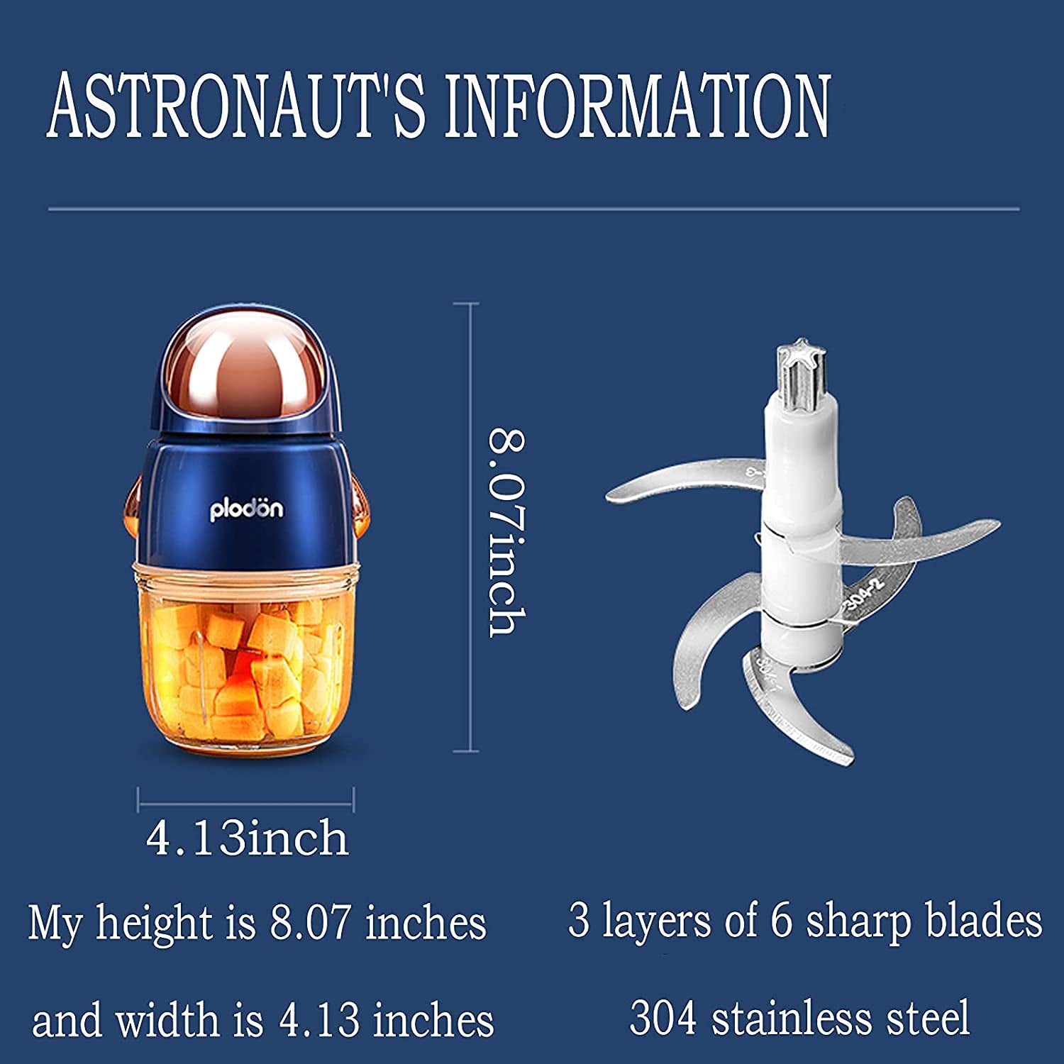 Mini Baby Food Maker: Cute and Small Food Processor with a 1.2 Cup Glass Bowl and 6 Blades, Ideal for Pureeing, Blending, Grinding, and Chopping Baby Food.