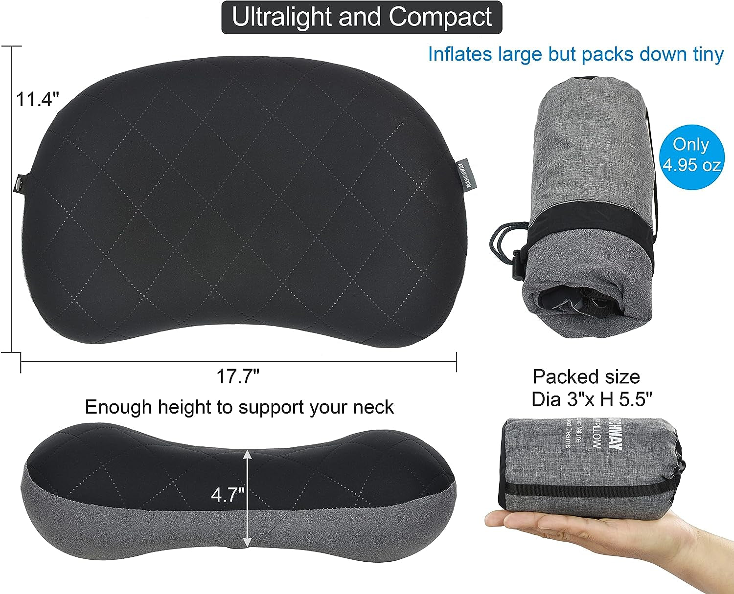 Ultralight Compact Camping Pillow - Black
