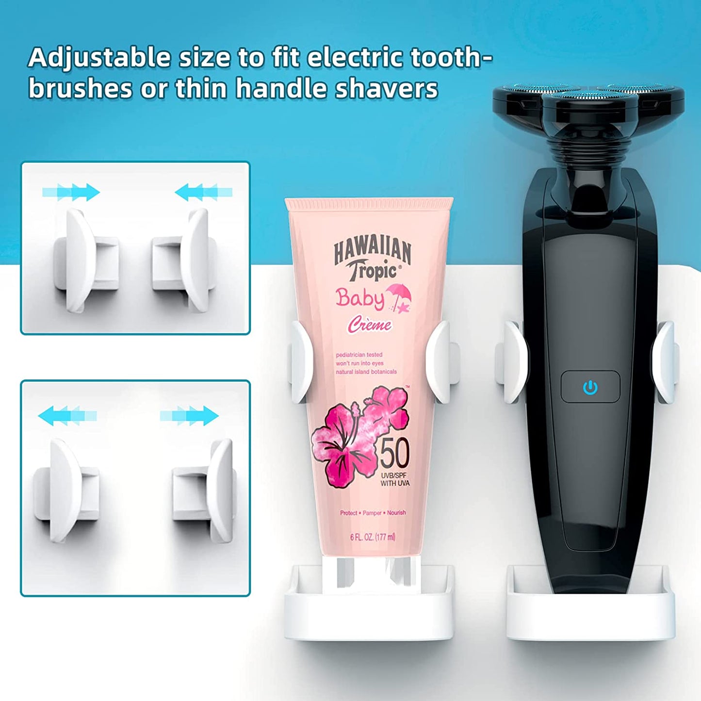 Wall-Mounted Toothbrush Holders with Double Automatic Toothpaste Dispenser, Dust-Proof Cover, 2 Toothpaste Squeezers, 2 Electric Toothbrush Holders, and 4 Toothbrush Organizer Slots.