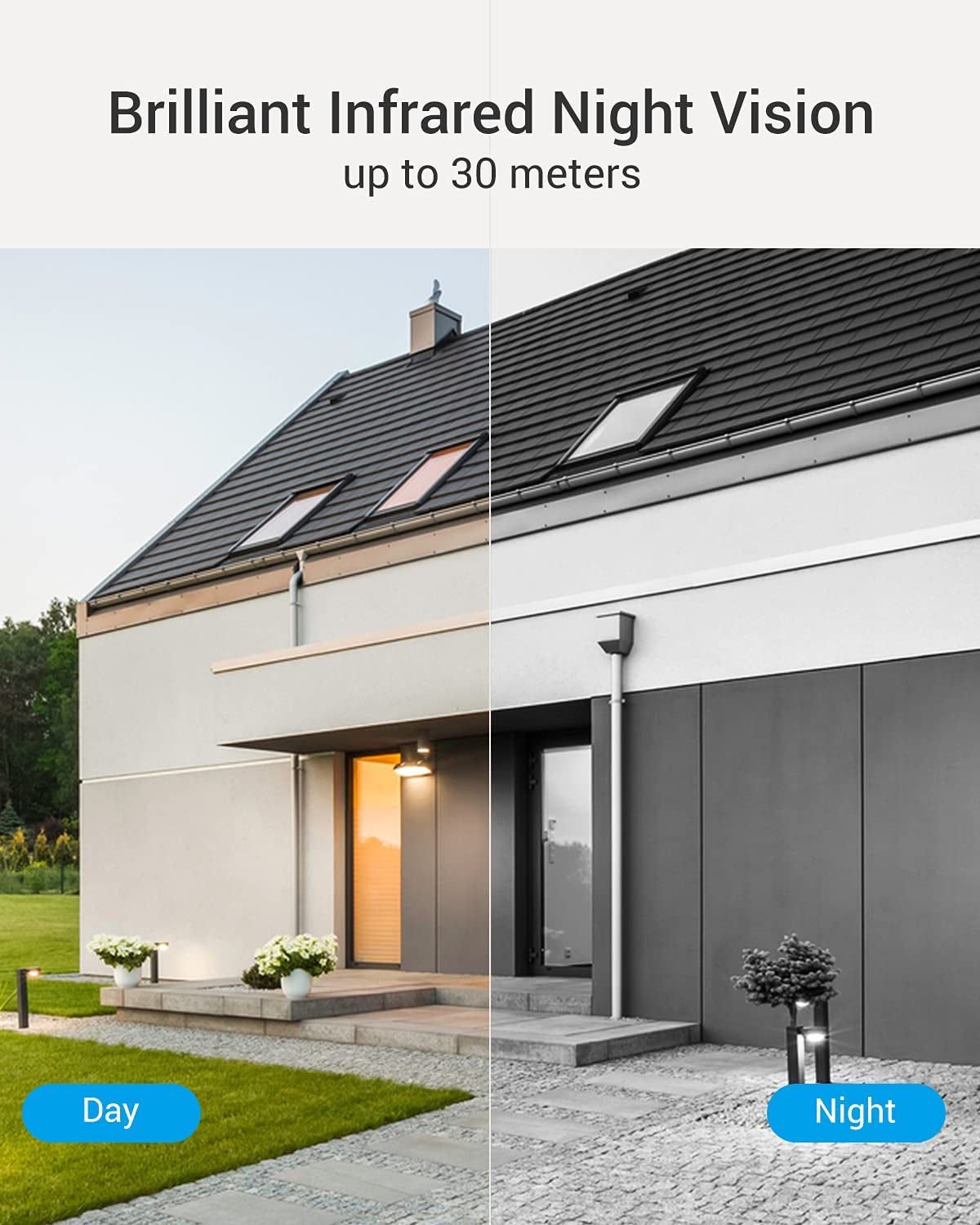 Weatherproof Outdoor Security Camera with 1080P Resolution, Strobe Light & Siren, 100Ft Night Vision, 2.4G Wi-Fi/Wired Connection, Two-Way Audio, Compatible with Alexa, Google, and IFTTT, Home Ios Android App Support