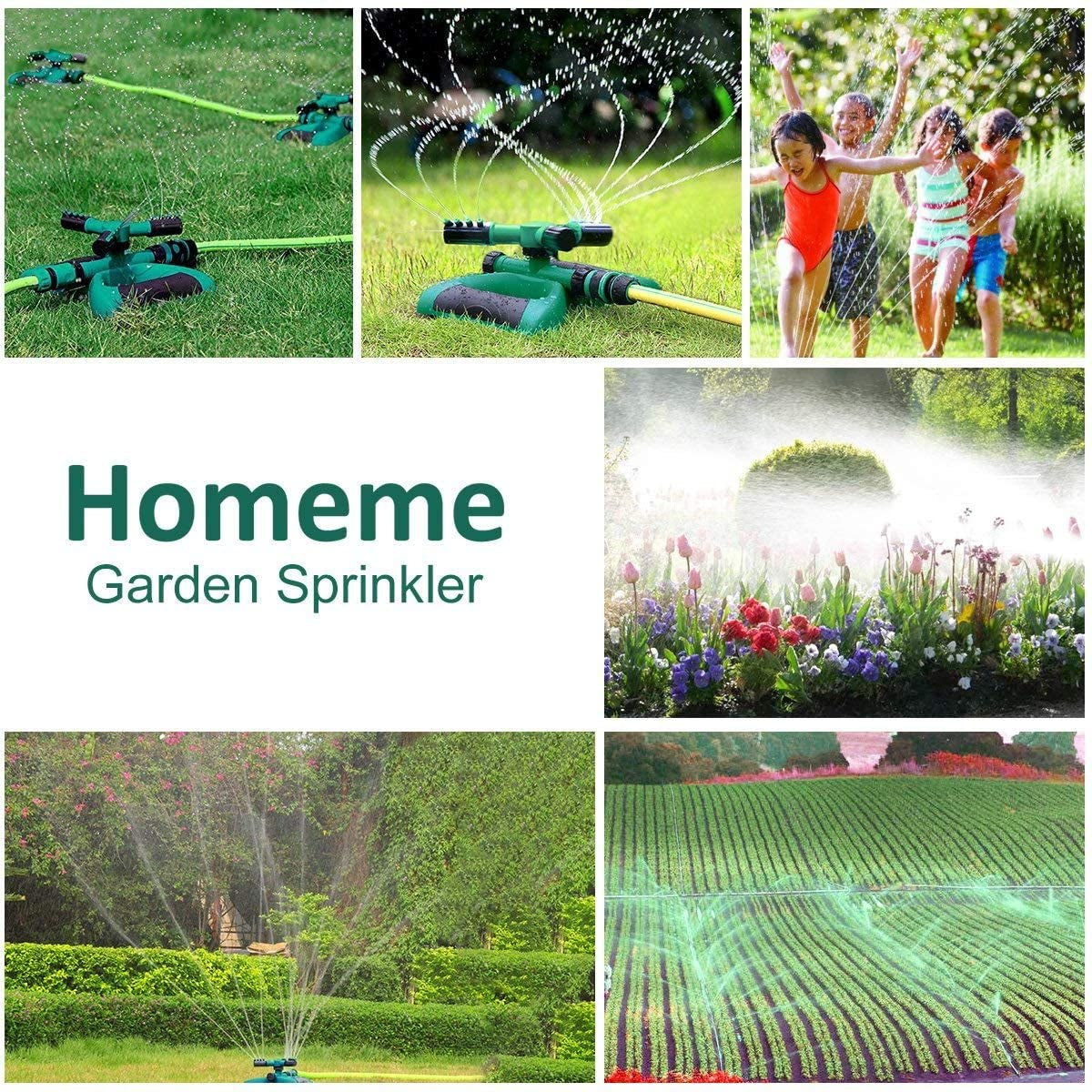 Automatic Lawn Water Sprinkler: 360-Degree 3-Arm Rotating Sprinkler System for Gardens