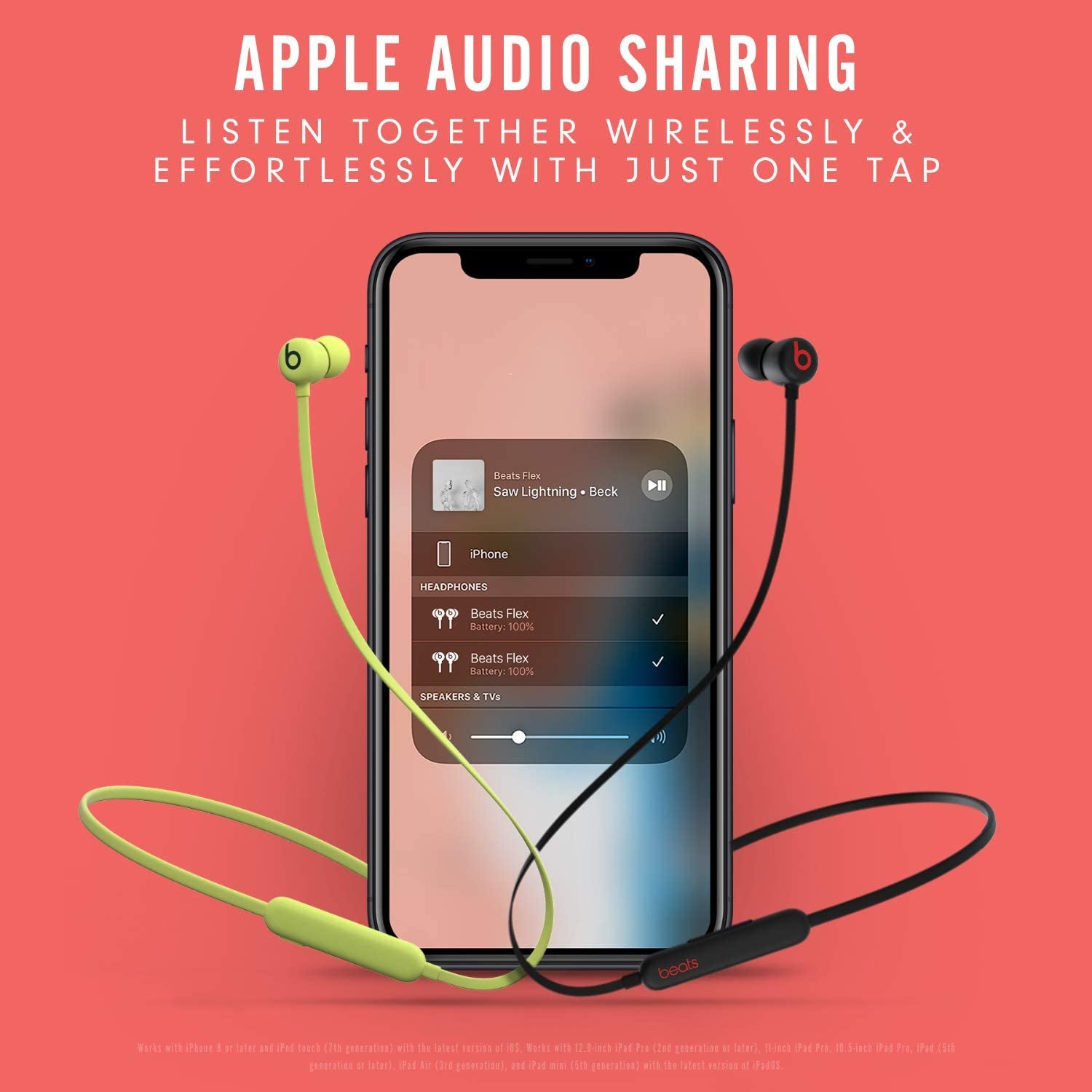 Apple W1 Headphone Chip Flex Wireless Earbuds - Magnetic Earphones with Class 1 Bluetooth, 12 Hours of Listening Time, Built-In Microphone, Black