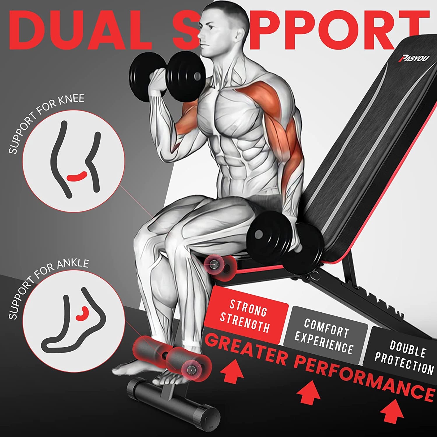  Foldable Weight Bench for Full Body Workouts at Home Gym - Adjustable Incline and Decline Exercise Bench